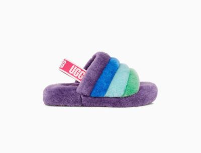 UGG Rainbow Fluff Yeah Slippers for Big Kids - Purple Multicolor India
